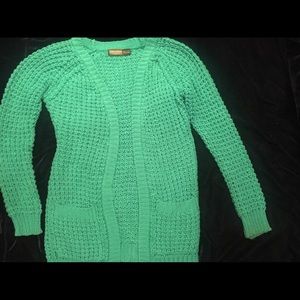 Turquoise Chunky Knit Cardigan sweater